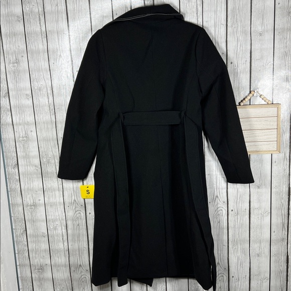Tahari Black Belted Long Length Trench Coat - Picture 10 of 12